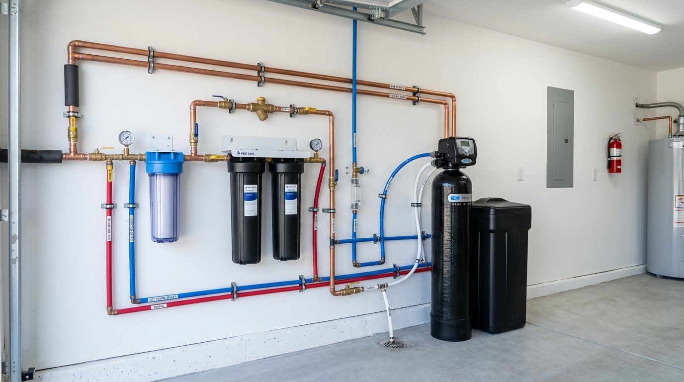 Whole house water filtration and softener system installation in Laguna Niguel